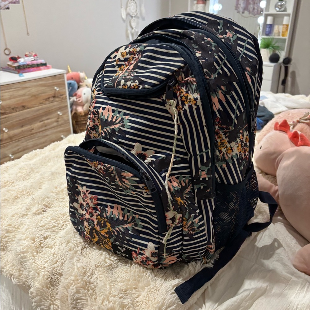 Roxy Blue and Pink Backpack with Vibrant Design - Picture 2 of 7
